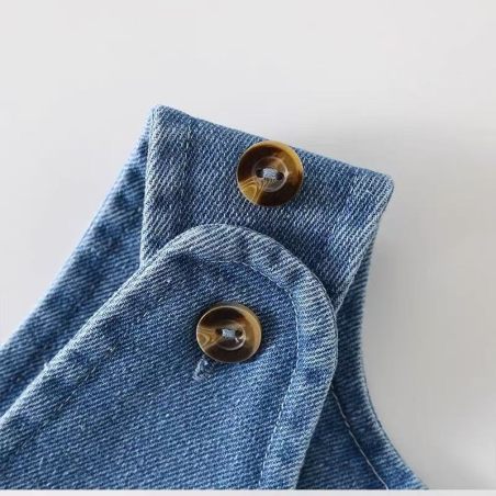 Jeansowy rampers dziecięcy z uszami misia | Ogrodniczki niemowlęce LeAnKa