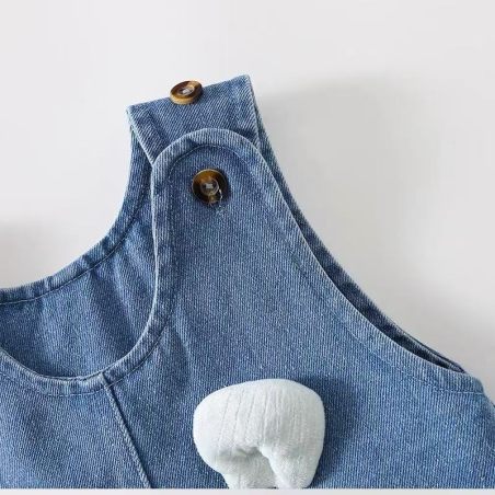 Jeansowy rampers dziecięcy z uszami misia | Ogrodniczki niemowlęce LeAnKa