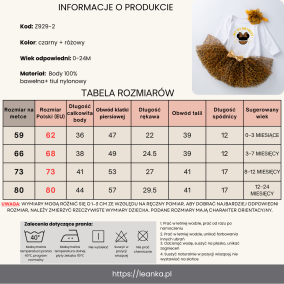 Zestaw body i spódniczka tiulowa w panterkę „My 1st Birthday” – złoto-brązowy komplet urodzinowy | LeAnKa.pl 2