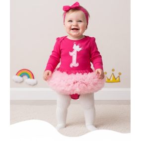 Zestaw body niemowlęce z tiulową spódniczką na roczek i opaskę  | LeAnKa
