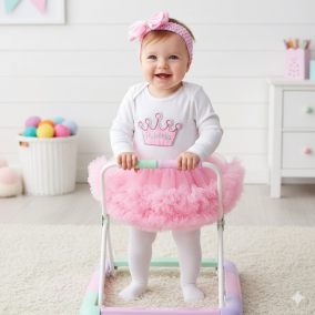 Body niemowlęce z tiulową spódniczką i koroną Princess – zestaw z opaską | LeAnKa