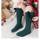 Dziecięce podkolanówki świąteczne z kokardą | Eleganckie skarpetki dla dziewczynki – LeAnKa