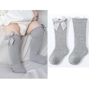 Bawełniane podkolanówki dziewczęce z kokardą – eleganckie podkolanówki dla dziewczynek | LeAnKa 2