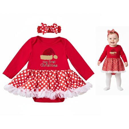 Body świąteczne dla niemowląt „My First Christmas” z tiulową spódniczką | LeAnKa