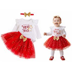Noworoczny zestaw dla niemowląt „Happy New Year” – body, spódniczka i opaska | LeAnKa 2