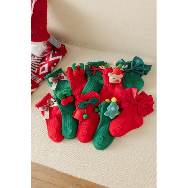 Świąteczne skarpetki dziecięce z ozdobami 3D – miękkie i elastyczne | LeAnKa