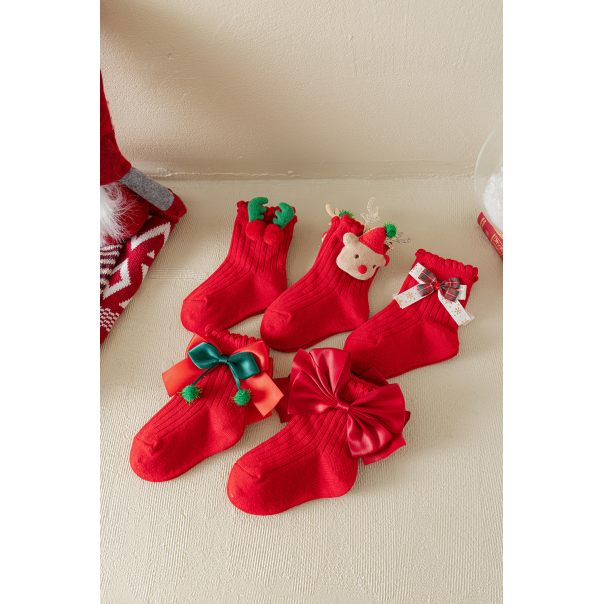Świąteczne skarpetki dziecięce z ozdobami 3D – miękkie i elastyczne | LeAnKa