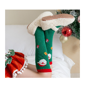 Świąteczne podkolanówki dziecięce z kokardą – czerwone i zielone | LeAnKa