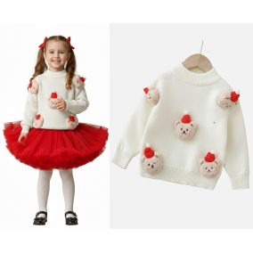 Świąteczny sweter dziecięcy z misiami 3D | Miękki sweter akrylowy LeAnKa 2