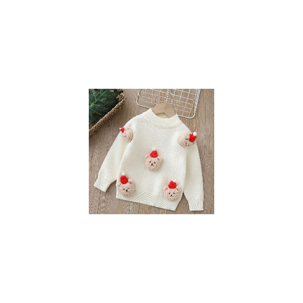 Świąteczny sweter dziecięcy z misiami 3D | Miękki sweter akrylowy LeAnKa