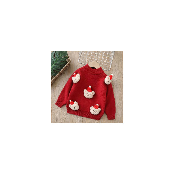 Świąteczny sweter dziecięcy z misiami 3D | Miękki sweter akrylowy LeAnKa