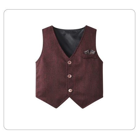 Elegancki garnitur chłopięcy 4-częściowy – bordowy komplet od LeAnKa |