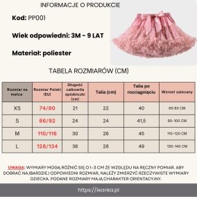 Tiulowa spódniczka tutu dla dziewczynki z kokardą – miękki tiul, wiele kolorów | LeAnKa 2