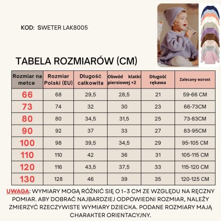Sweter dziecięcy bawełniany oversize – kolorowy sweterek dla niemowląt i dzieci | LeAnKa