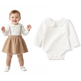 Białe body niemowlęce z kołnierzykiem – bawełniane body niemowlęce | LeAnKa 2
