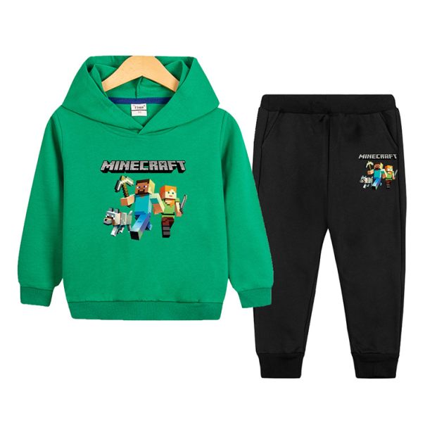 Komplet dla chłopca Minecraft z kapturem – bluza i spodnie sportowe 4–8 lat | LeAnKa