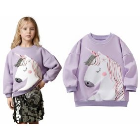 Bluza dla dziewczynek 3–8 lat z jednorożcem – lawendowa bawełniana | LeAnKa 2