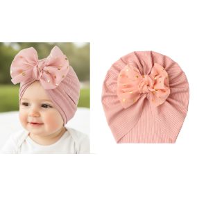 Turban dziecięcy z kokardą w kropki | Stylowa czapeczka dla dziewczynki LeAnKa 2