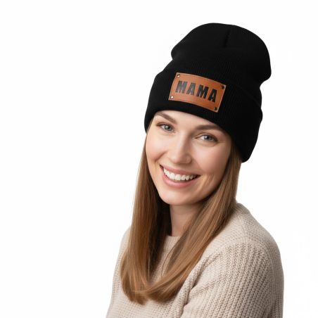 Czapka jesienno-zimowa MAMA – komplet z czapką MINI dla dziecka | LeAnKa