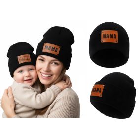 Czapka jesienno-zimowa MAMA – komplet z czapką MINI dla dziecka | LeAnKa