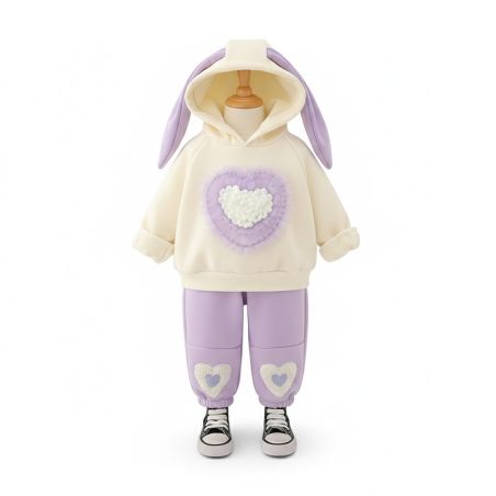 Komplet dziecięcy z sercem i uszami króliczka – bluza i spodnie | LeAnKa