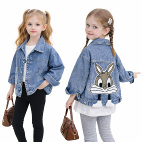 Kurtka jeansowa dziewczęca – katana z aplikacją króliczka 2–12 lat | LeAnKa