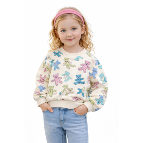 Bluza dziewczęca z falbankami i nadrukiem serduszek – 3–7 lat | Sklep LeAnKa