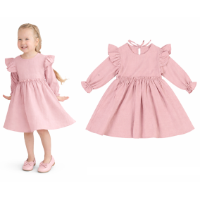 Sukienka dziewczęca bawełniana z długim rękawem Leanka – elegancka sukienka dziecięca 2