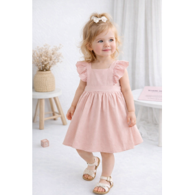 Sukienka dziewczęca bawełniana różowa z falbankami | Leanka