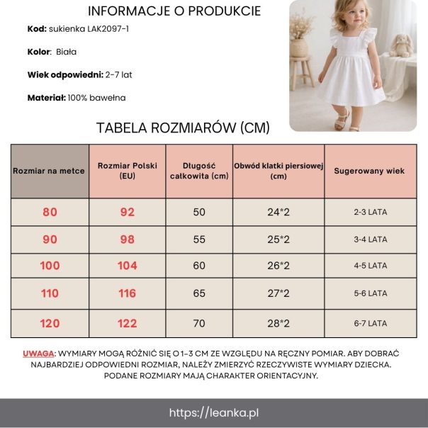 Sukienka dziewczęca bawełniana różowa z falbankami | Leanka
